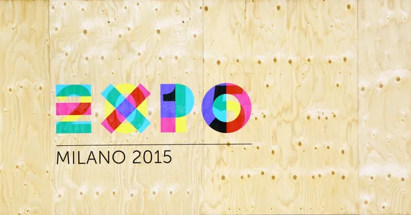 Logo Expo sur mur en bois — Photo