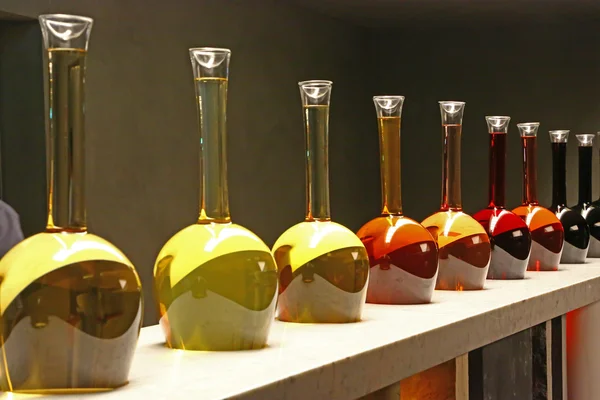 Bottles in wine pavilion of Italy — Stock Photo, Image