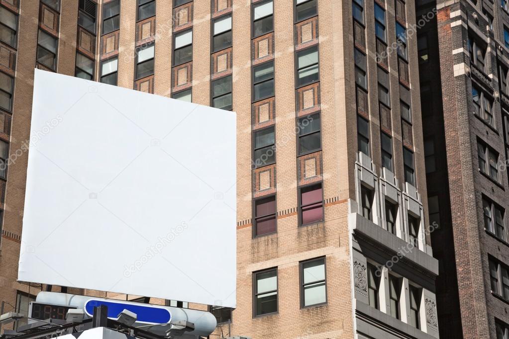Blank square billboard in NYC