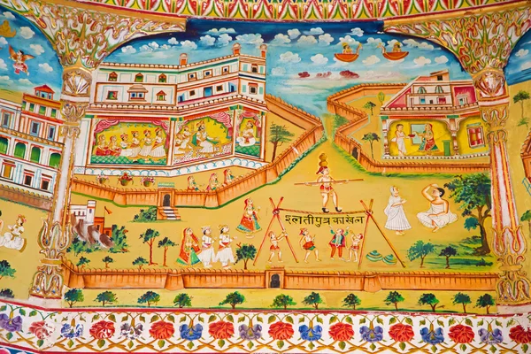 Fresque dans le temple de Laxmi Nath — Photo