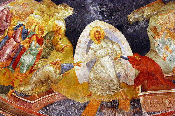 Beautiful byzantine fresco of Jesus