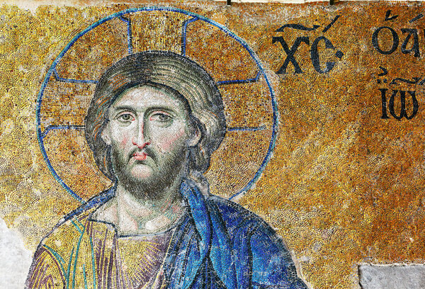 Byzantine mosaic of Jesus in Hagia Sophia