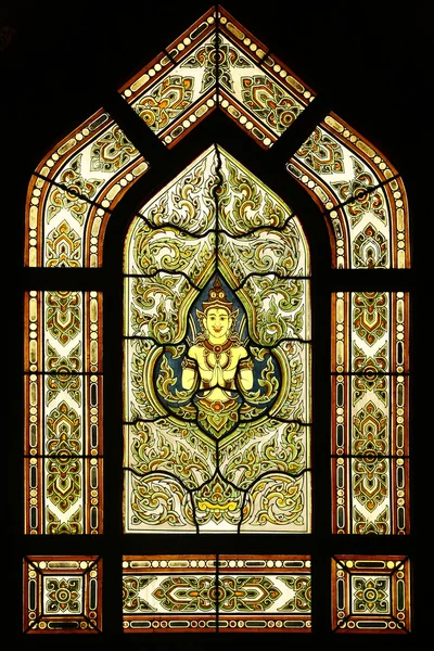 Thai window in temple of Bangkok — Zdjęcie stockowe