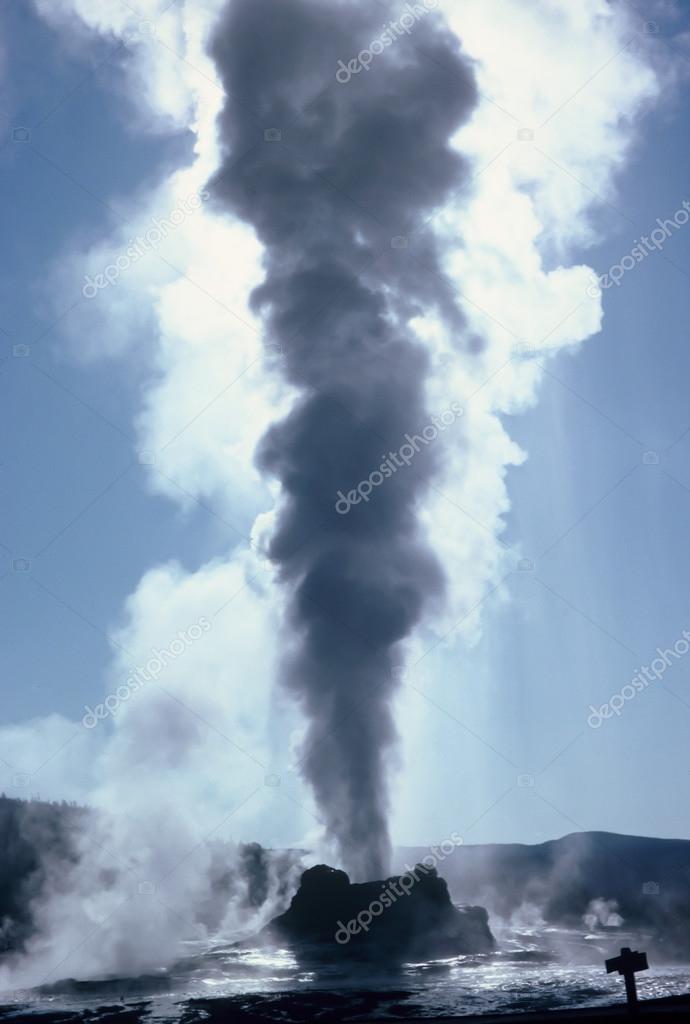 Picturesque geyser erupting