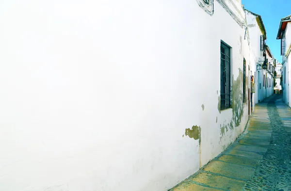Вузька алея з стародавніми білими будинками — стокове фото