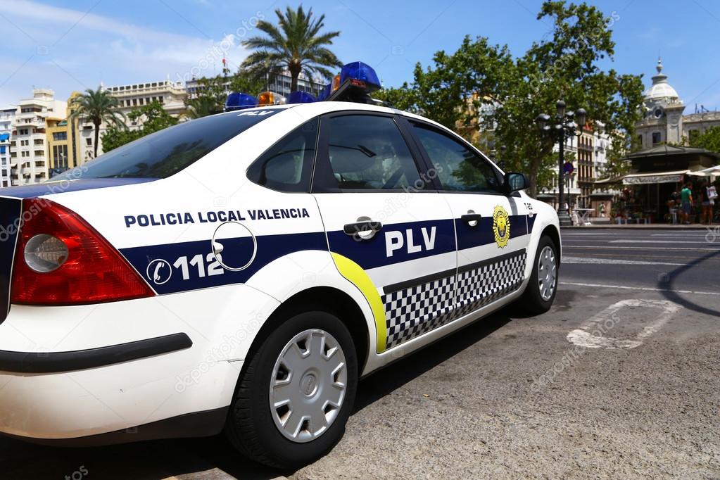Police car in center of  Valencia