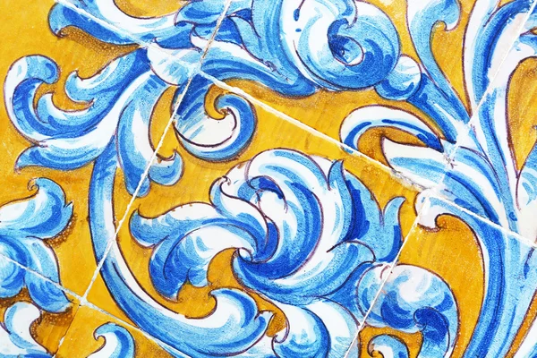 Gazdagon festett azulejos falon — Stock Fotó