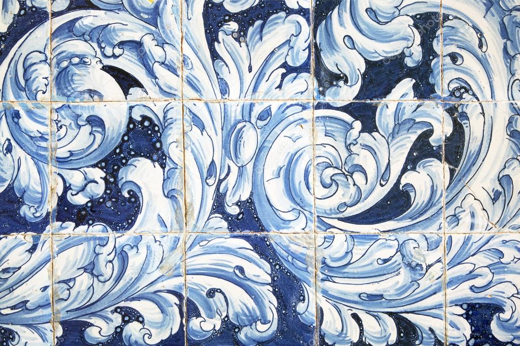 Richly painted azulejos on wall