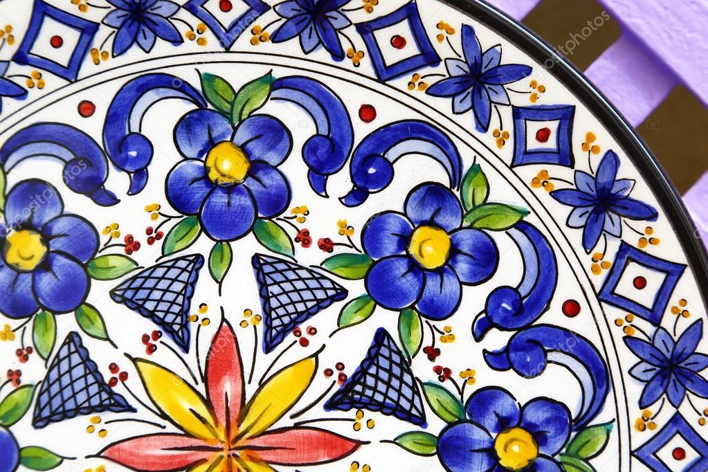 Colorful plate with floral ornament