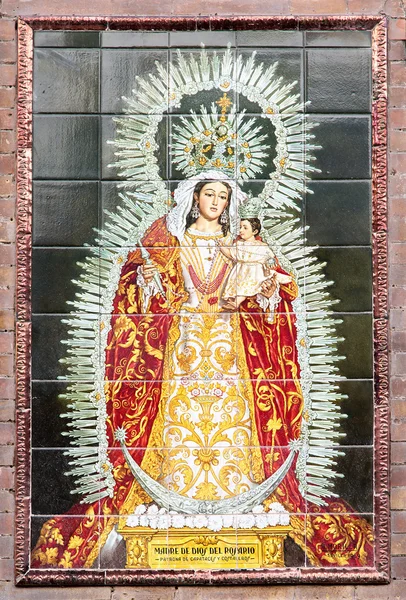 Virgen María pintada sobre azulejos — Foto de Stock