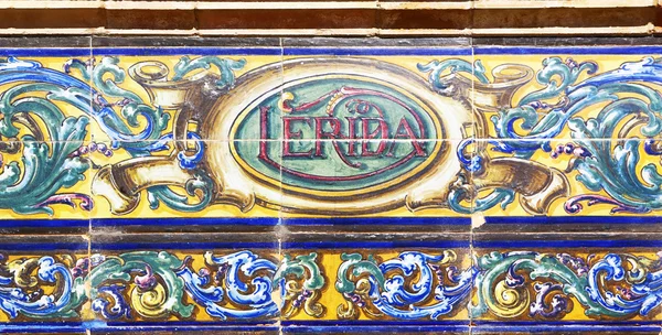 Lerida inscription on colorful tiles — Stock Photo, Image