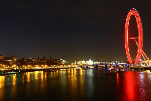 Night view of London with London Eye — Stok fotoğraf