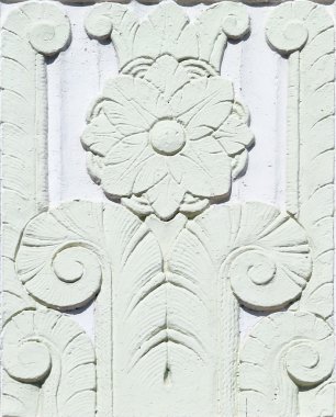 Grey moldings on wall