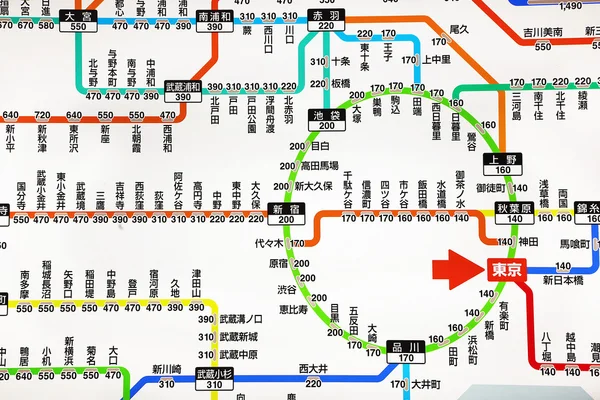 Mapa do metrô de tokyo — Fotografia de Stock
