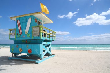 Süslü cankurtaran kulübe Miami Beach, Florida