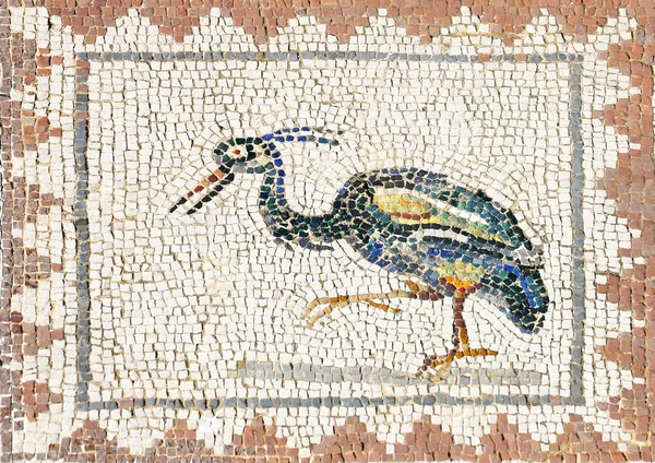 Ancienne mosaïque romaine d'un héron — Photo