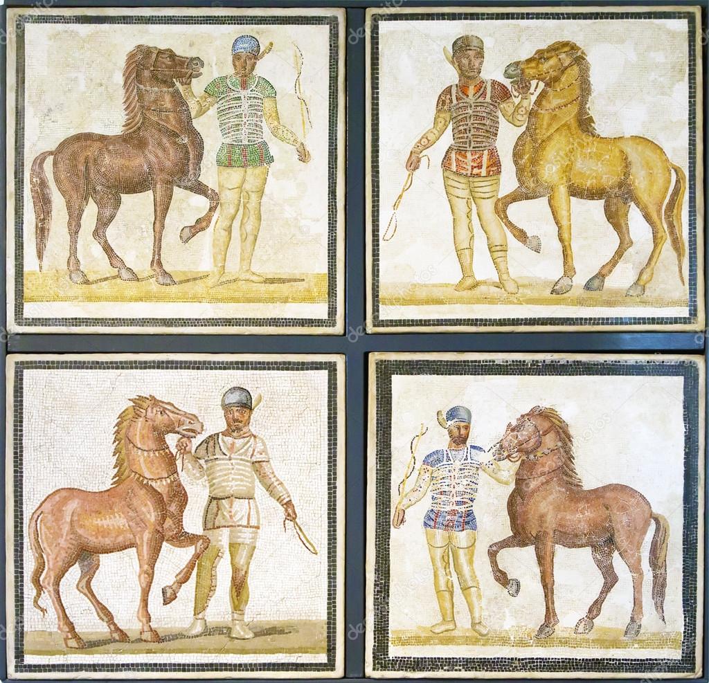 Roman mosaics of horses