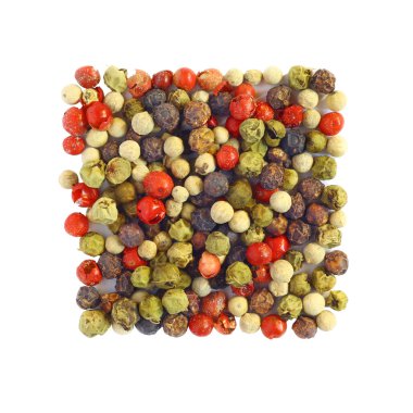 Mixed pepper grains in square composition