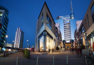 Porta Nuova district at dusk, Milan