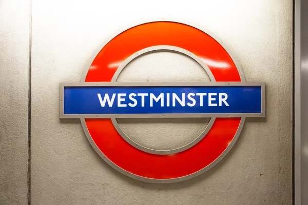 Znak Westminster w Londynie — Zdjęcie stockowe