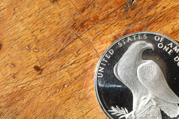 Silver coin with american eagle — 스톡 사진