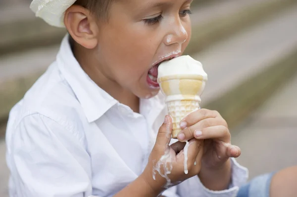 Cute boy on the street Stock Picture