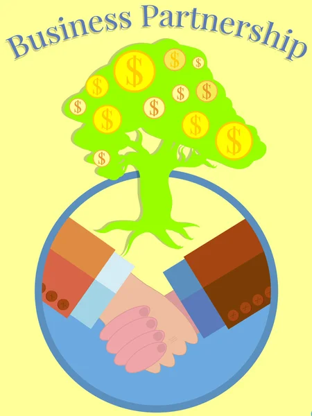 Handshake picture money tree — Stock Vector