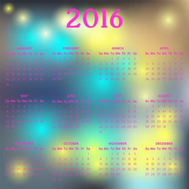 Calendar 2016 vector four seasons