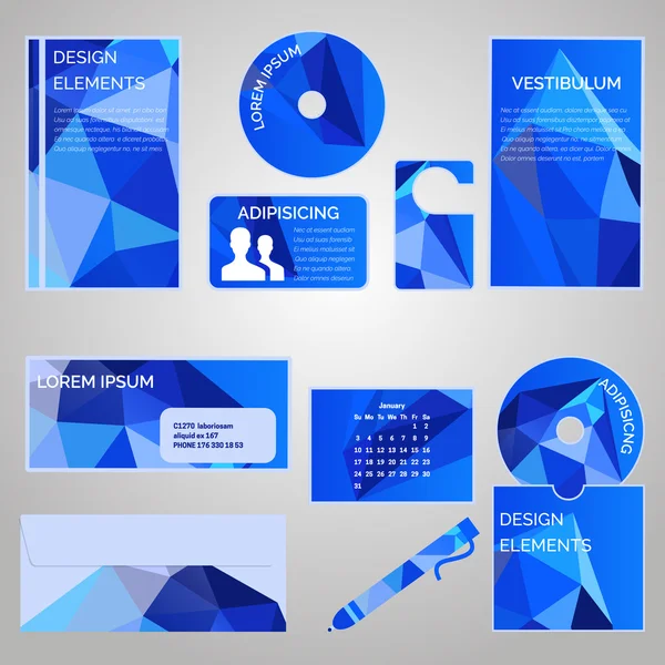 Kurumsal kimlik vektör şablonları ile mavi ayarla,