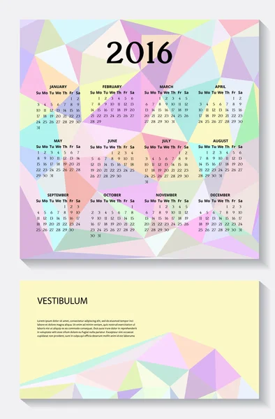 Calendar 2016 vector four seasons, — 图库矢量图片