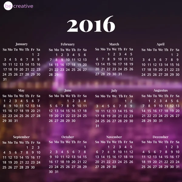 Kalender 2016 Vektor vier Jahreszeiten — Stockvektor