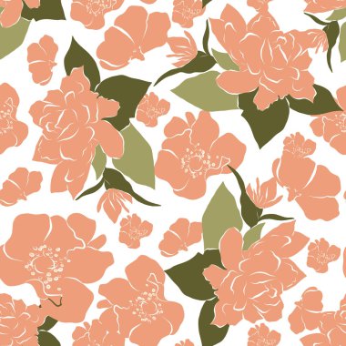 Pembe çiçekleri olan kusursuz bir desen.