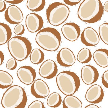 Beyaz arkaplan ile hindistan cevizi ile kusursuz desen