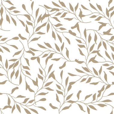 Yeşil yaprakları, dalları, bitkileri olan kusursuz bir desen.