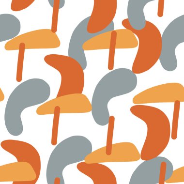 Turuncu, sarı ve mavi şekilli soyut, pürüzsüz desen