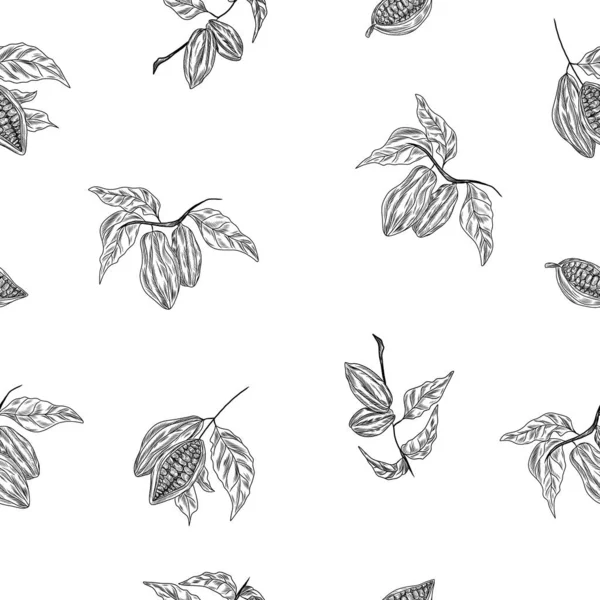 Branches Cacao Sur Motif Sans Couture Fond Floral — Image vectorielle