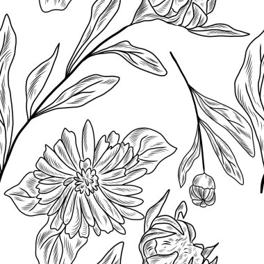 Calendula bitkisiyle kusursuz el çizimi deseni