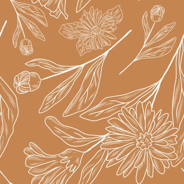 Calendula el çizimi pürüzsüz desen