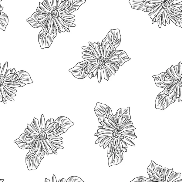 Patrón Sin Costuras Caléndula Patrón Floral Dibujado Mano — Archivo Imágenes Vectoriales