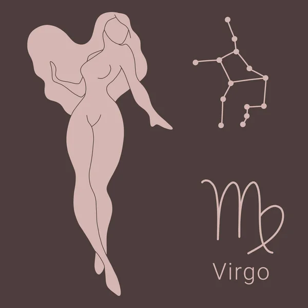 Signo Zodiacal Virgo Ilustración Vectorial Dibujada Mano — Vector de stock