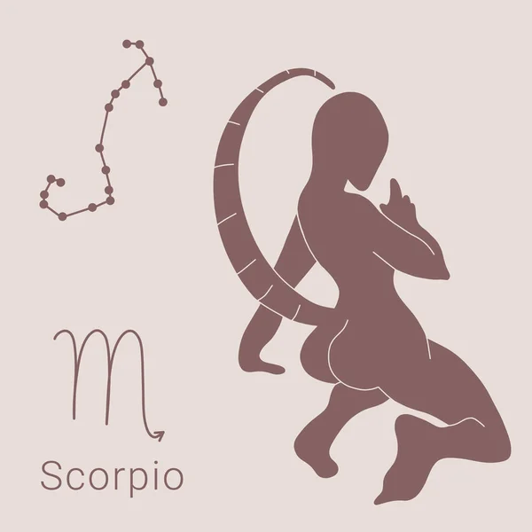 Illustrations Dessinées Main Zodiaque Scorpion Signe Constellation — Image vectorielle