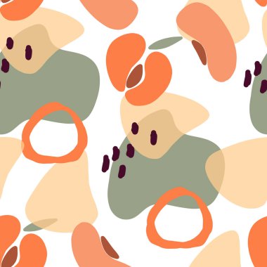 Dikensiz desende soyut meyve ve şekiller, elle çizilmiş meyveler.