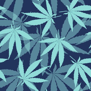 El çizimi pürüzsüz arka plan, kenevir deseni, ot deseni, mavi renk deseni