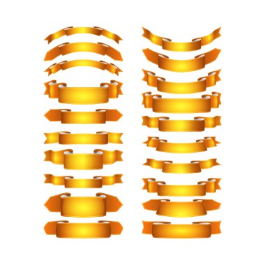 izole vektör renkli saten kurdeleler ayarlandı