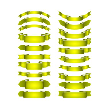izole vektör renkli saten kurdeleler ayarlandı