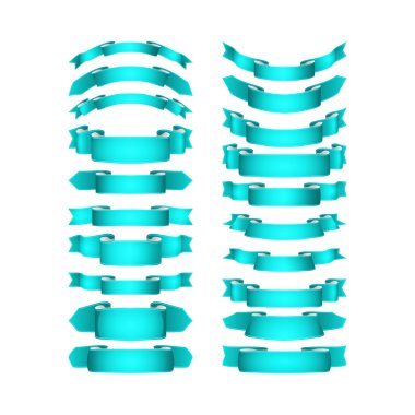 izole vektör renkli saten kurdeleler ayarlandı