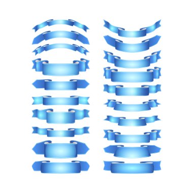 izole vektör renkli saten kurdeleler ayarlandı