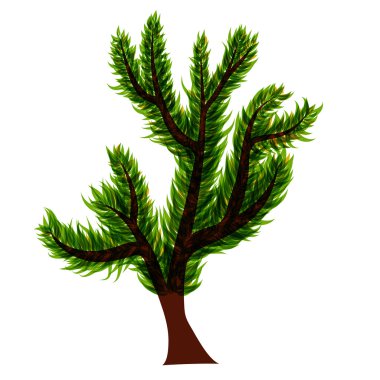 soyut izole vektör ağaç yeşil yaprakları ile