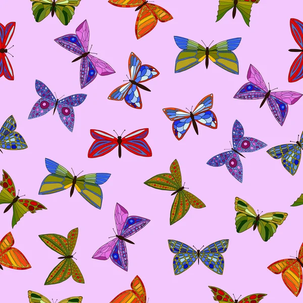 Vector abstracto colorido doodle mariposas patrón sin costura — Archivo Imágenes Vectoriales