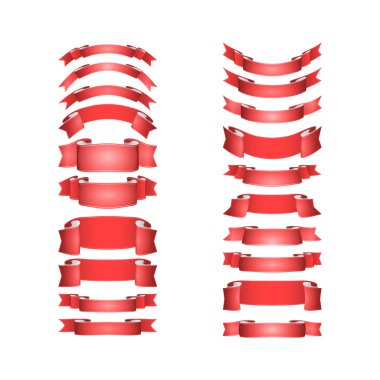 izole vektör renkli saten kurdeleler ayarlandı